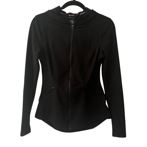 Spyder Black Hooded Zip Up Yoga Jacket Thumb Holes Women's Size Small - Picture 3 of 10